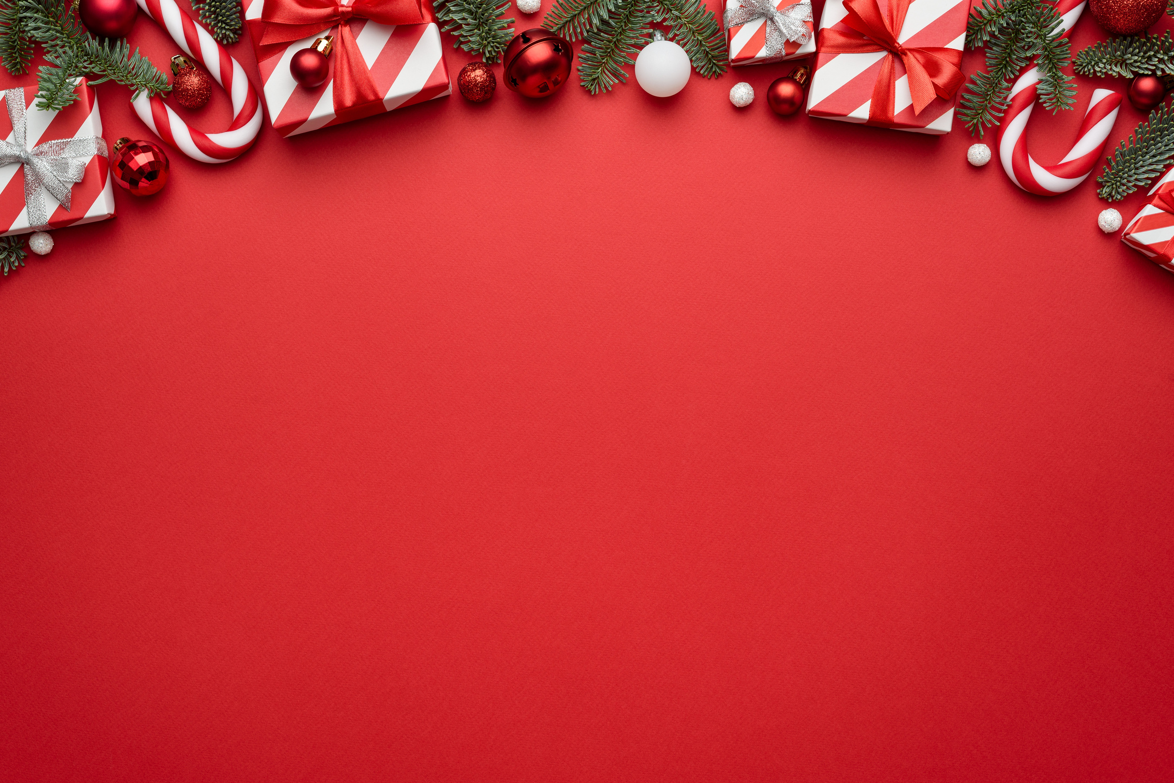 Red Christmas Background with Copy Space