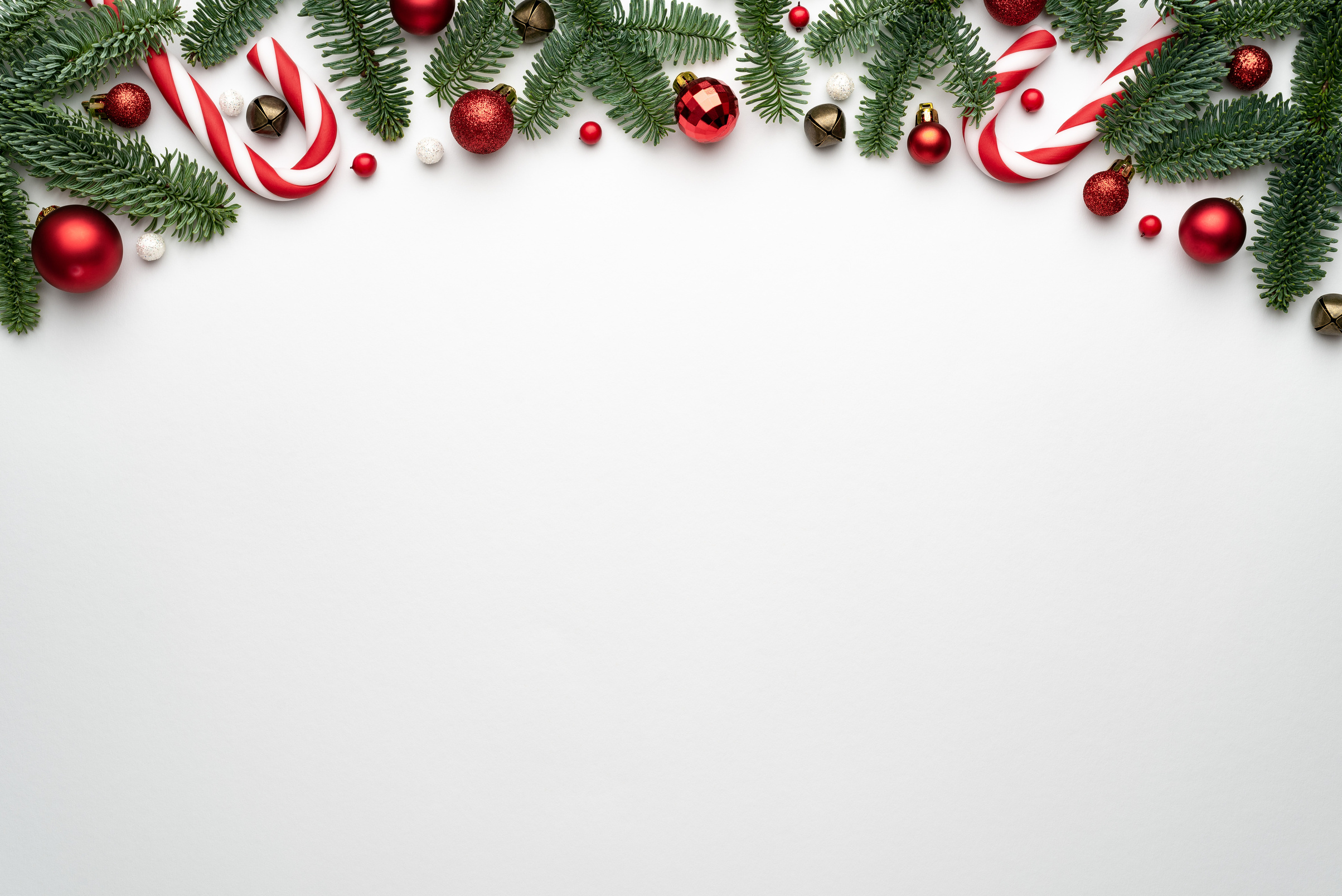 Christmas Banner with Holiday Border on White Background